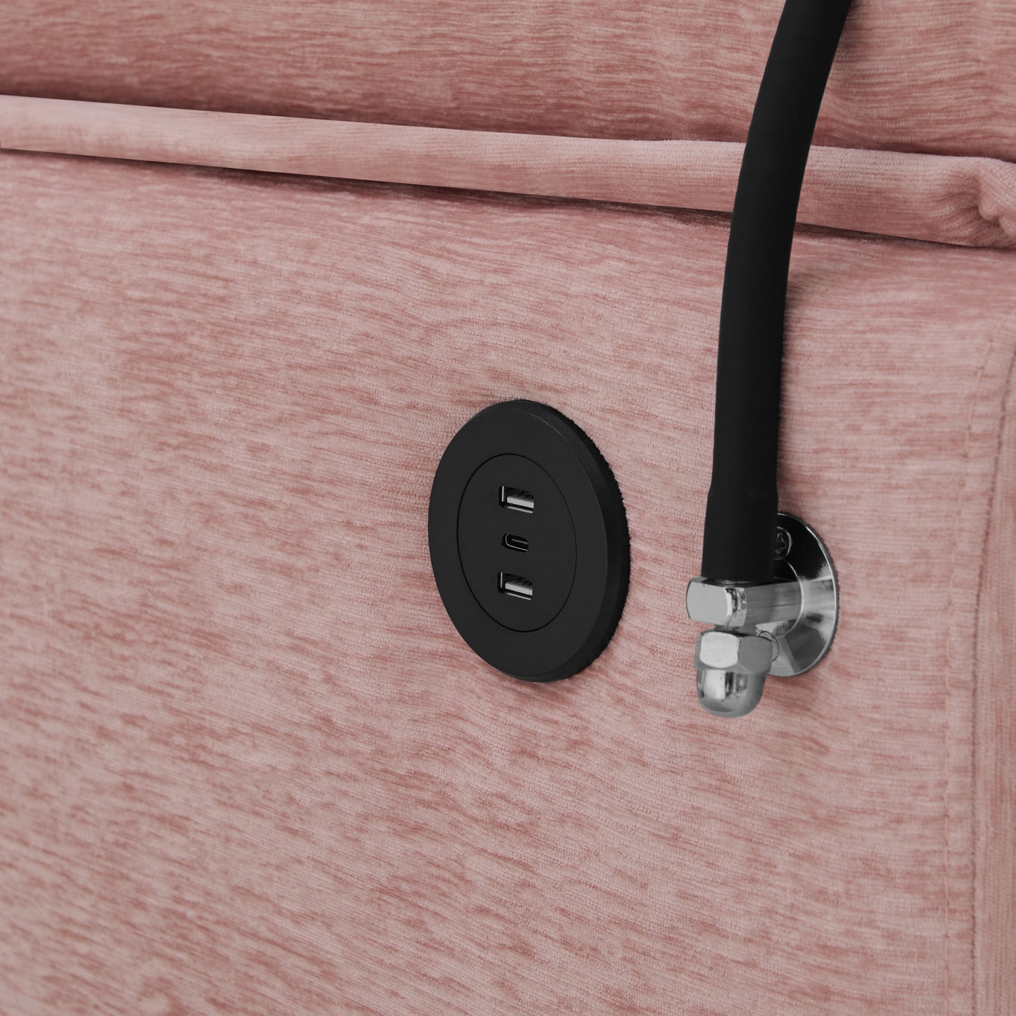 Leisure sofa chair,Double sofa recliner, with manually adjustable backrest, soft padded armrests, side USB charging port and phone stand, comes with a matching storage ottoman-Pink image 9