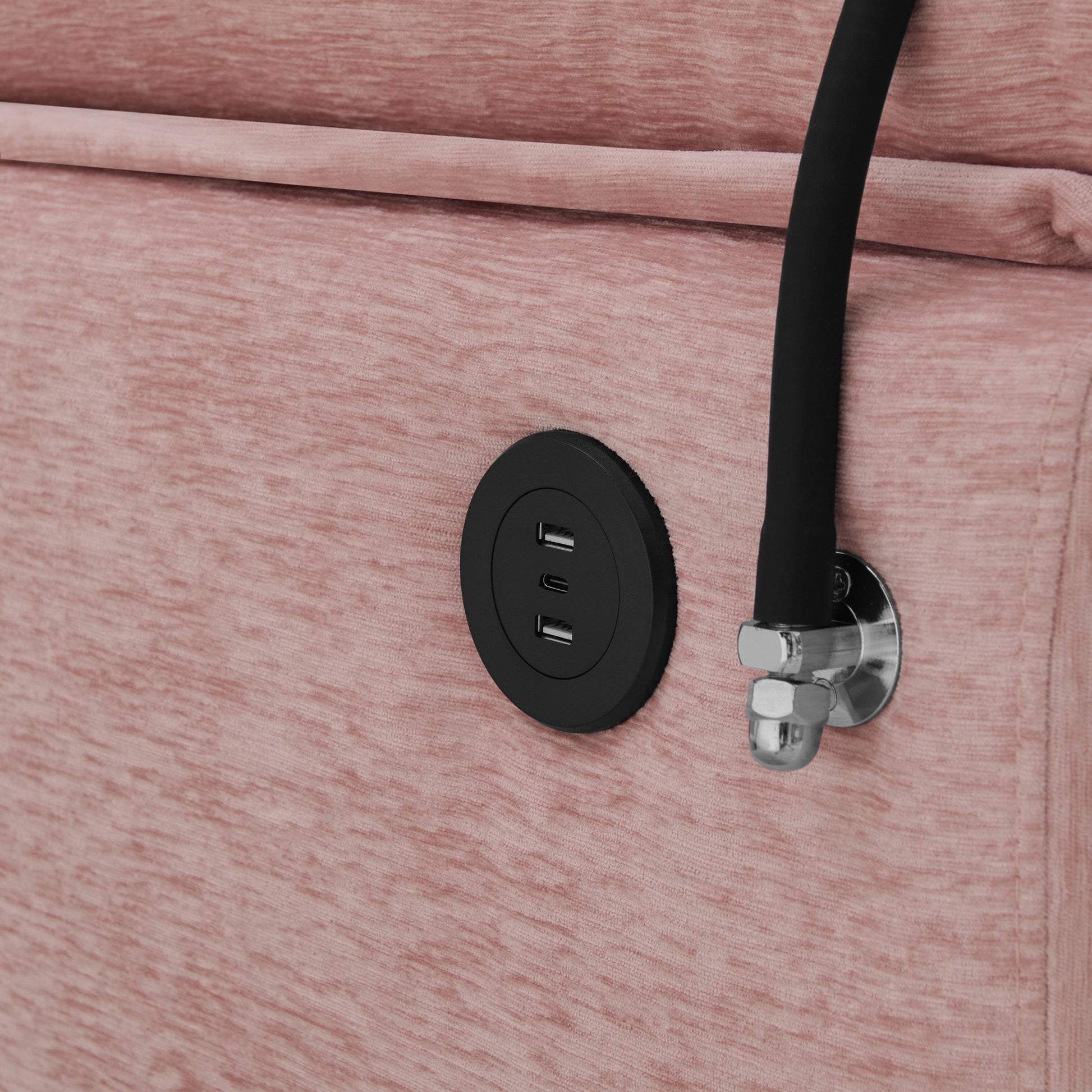 Leisure sofa chair,Double sofa recliner, with manually adjustable backrest, soft padded armrests, side USB charging port and phone stand, comes with a matching storage ottoman-Pink image 9