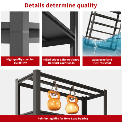 82"H 6 Tier Metal Shelves for Storage Garage Shelving 2400LBS Heavy Duty Storage Shelves Adjustable Garage Shelf Industrial Shelving Unit Storage Utility Rack,48"W*18"D*82"H,Black image 10