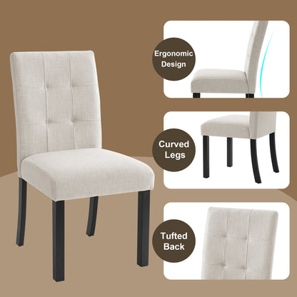 6 Piece Modern Dining Table Set, 63" Faux Marble Dining Table with Geometric Legs & 4 Upholstered Chairs & 1 Bench, Suitable for Dining Kitchen Room,Easy to Assemble, Beige + White image 8