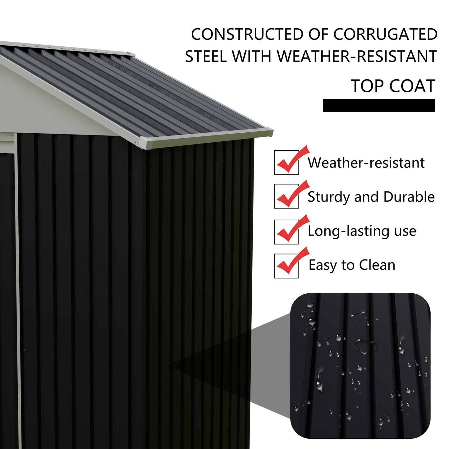 6 x 4 FT Outdoor Storage Shed with Rack Metal Garden Shed with Storage Shelves Bike Storage Tool Cabinet Box for Lawn Backyard Patio Use image 7