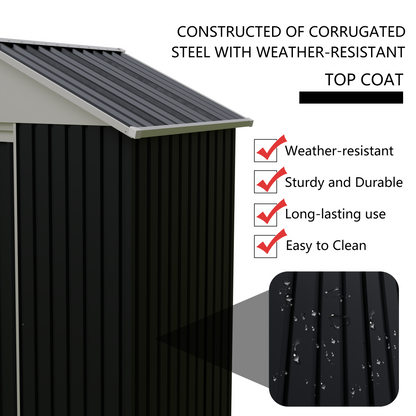 6 x 4 FT Outdoor Storage Shed with Rack Metal Garden Shed with Storage Shelves Bike Storage Tool Cabinet Box for Lawn Backyard Patio Use image 7