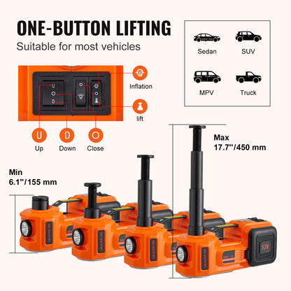 Electric Car Jack, 5 Ton/11023 LBS Hydraulic Car Jack, Portable Car Jack Lifting with Built-in Inflatable Pump and LED Light, Car Jack for SUV MPV Sedan Truck Change Tires Garage Repair image 11