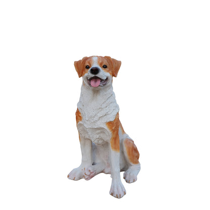 Lifelike Hound Dog Statue, Realistic Resin Animal Figurine for Indoor Outdoor Garden Lawn Yard Home Decor, Art Craft Gift, Brown+White image 6
