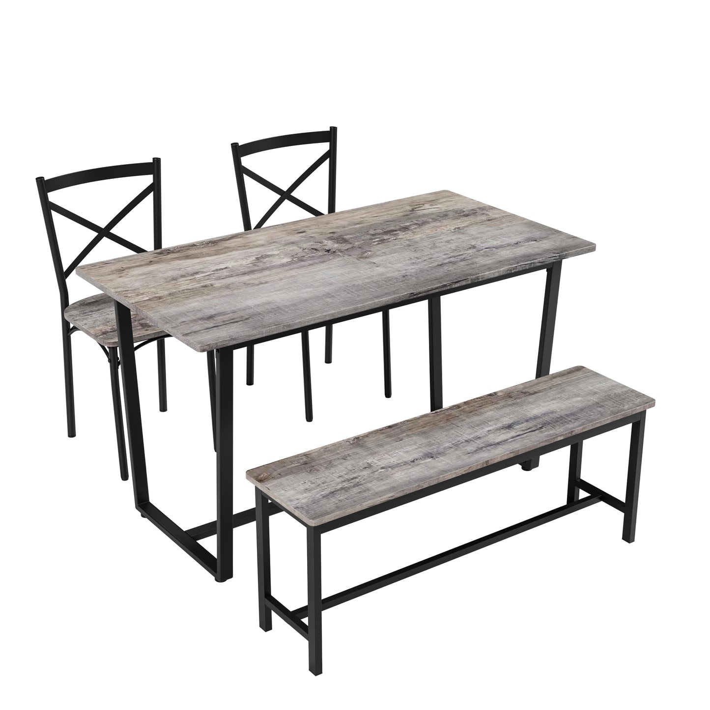 Four-piece set table and chair with backrest, industrial style, solid structure image 5