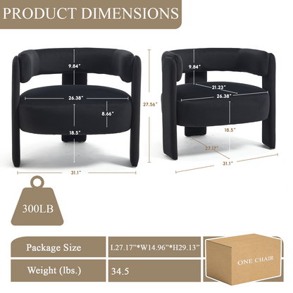 Accent Chair for Living Room, Velvet Comfy Single Sofa Chair Mid-Century Modern Armchair Wooden Legs for Bedroom Office Reading image 9