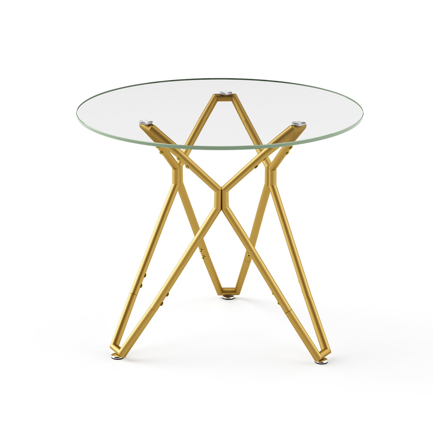 35.4-inch round tempered glass dining table, suitable for 1-4 people, space-saving small kitchen dining table, equipped with sturdy metal table legs, suitable for dining room, living room,Gold image 10