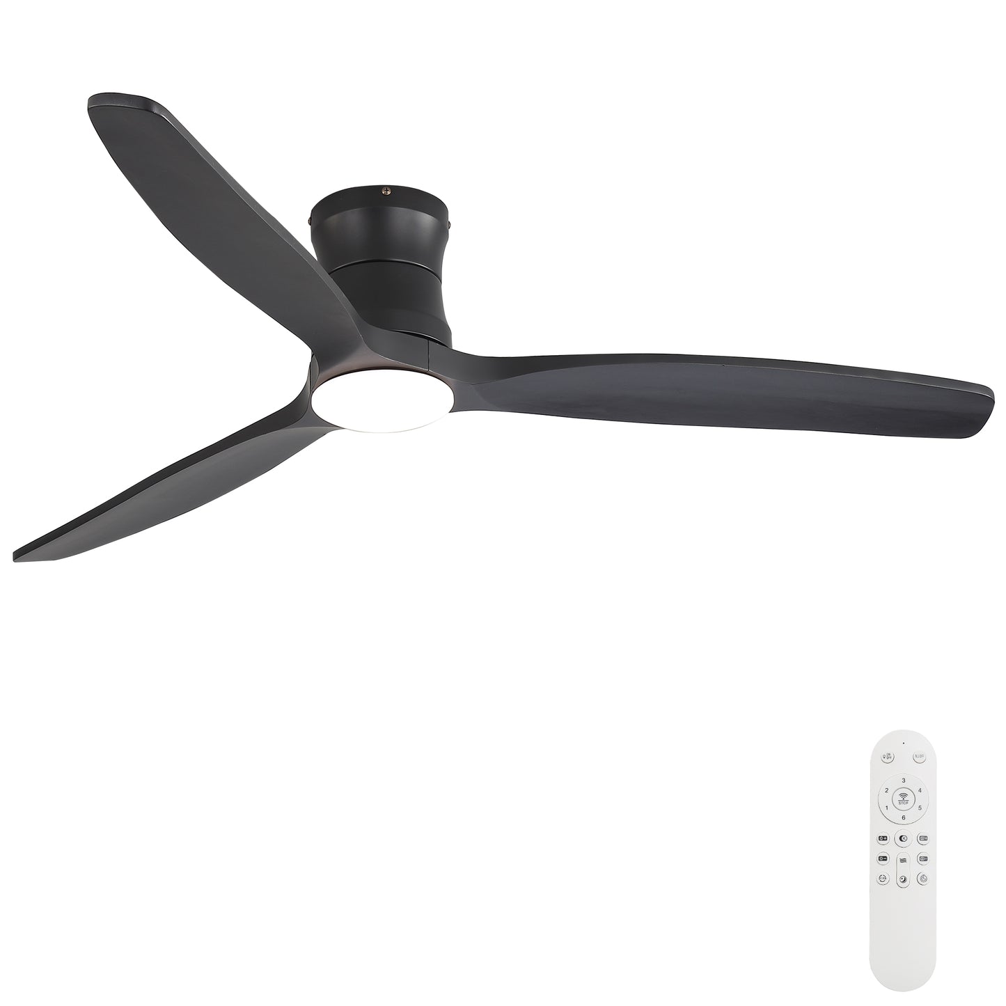 52-Inch Matte Black Ceiling Fan with Light, DC Motor, Silent Operation, for Bedroom & Living Room image 1