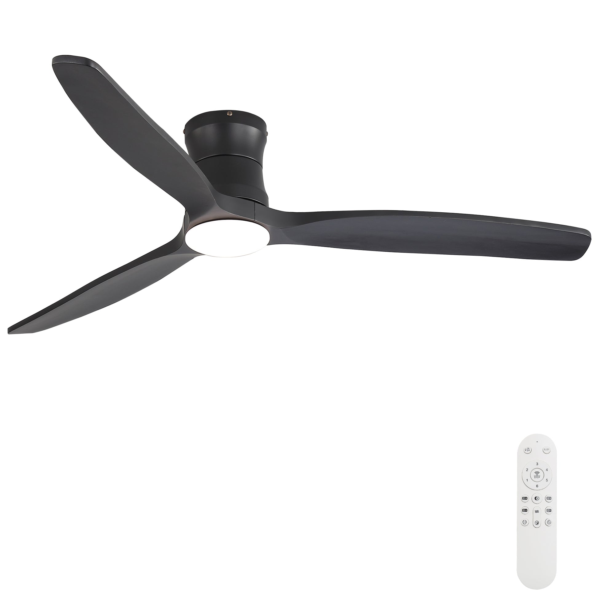 52-Inch Matte Black Ceiling Fan with Light, DC Motor, Silent Operation, for Bedroom & Living Room image 1