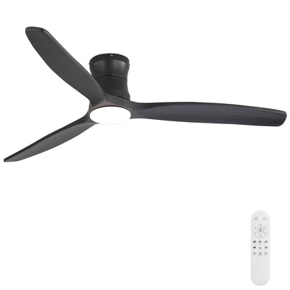 52-Inch Matte Black Ceiling Fan with Light, DC Motor, Silent Operation, for Bedroom & Living Room image 1