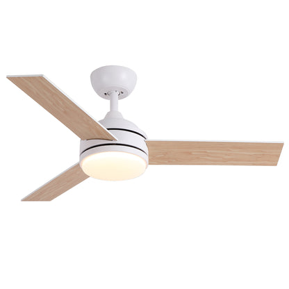 42 in. Indoor White Ceiling Fan with Intergrated LED Light Kit with Remote Control, 3 Plywood Blades and Work with Smart APP image 9