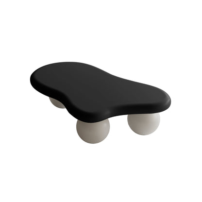 40 Inch Cloud Shaped Coffee Table with 3 Ball Legs for Living Room, Black Top White Legs image 5