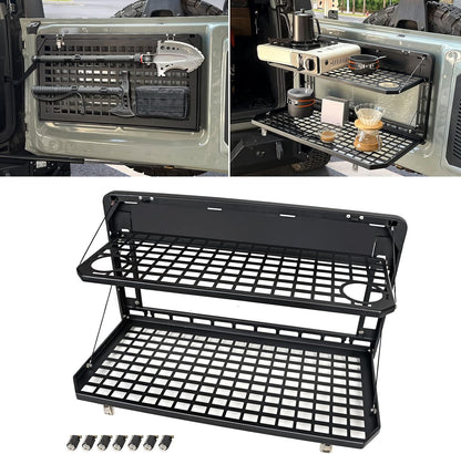 Tailgate Table Rear Foldable Cargo Shelf Aluminum Alloy Storage Shelf MOLLE Panel for Ford Bronco 2021-2026 image 3