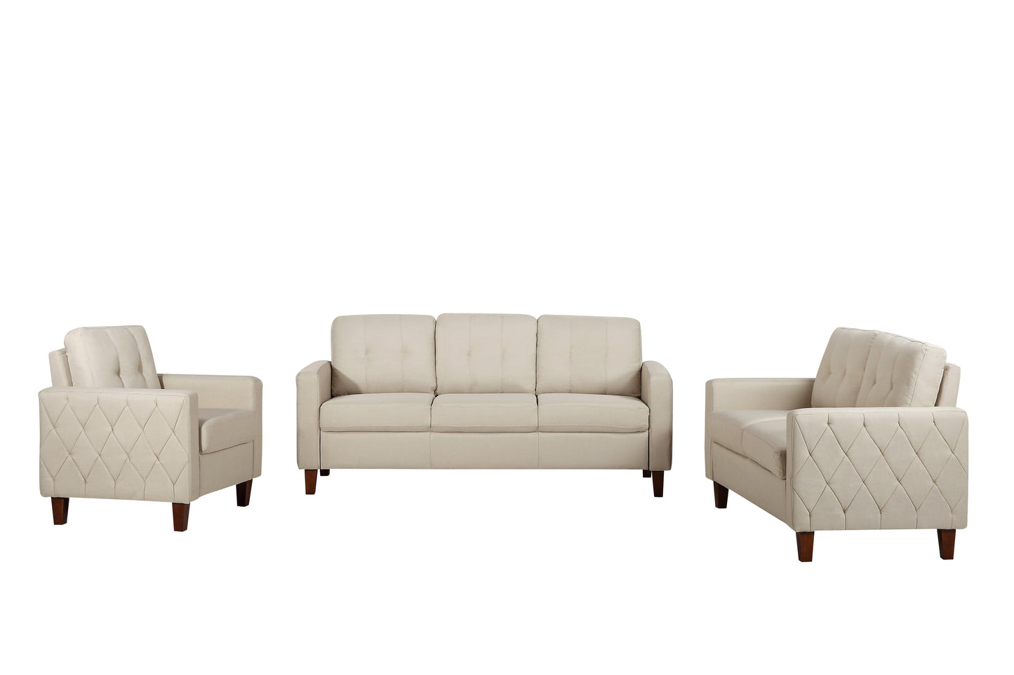 Piped Trim Square Arm Button Tufted Upholstered Accent Chair, Polyester Fabric Single Sofa Chair for Living Room image 7