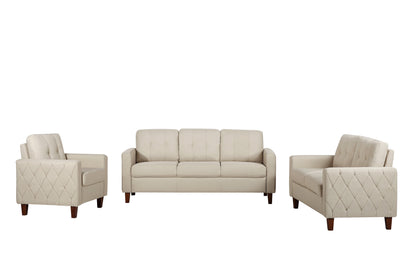 Piped Trim Square Arm Button Tufted Upholstered Accent Chair, Polyester Fabric Single Sofa Chair for Living Room image 7