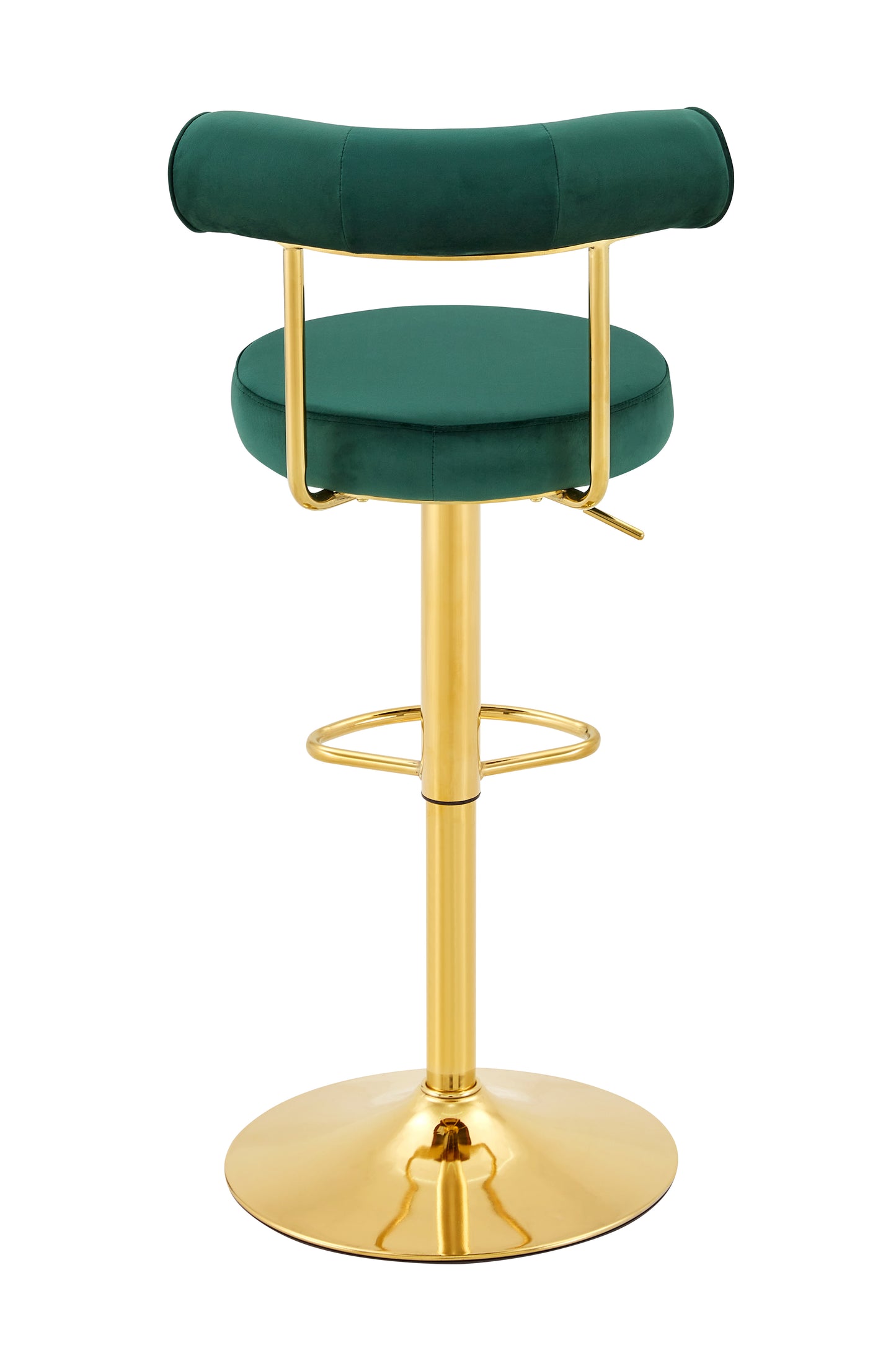 Soft Velvet Upholstered Swivel Adjustable Bar Chair with electroplated gold legs- Dining Room Living Room Bar Cafe Reception Desk Bar Stool(Dark Green, Set of 2) image 12