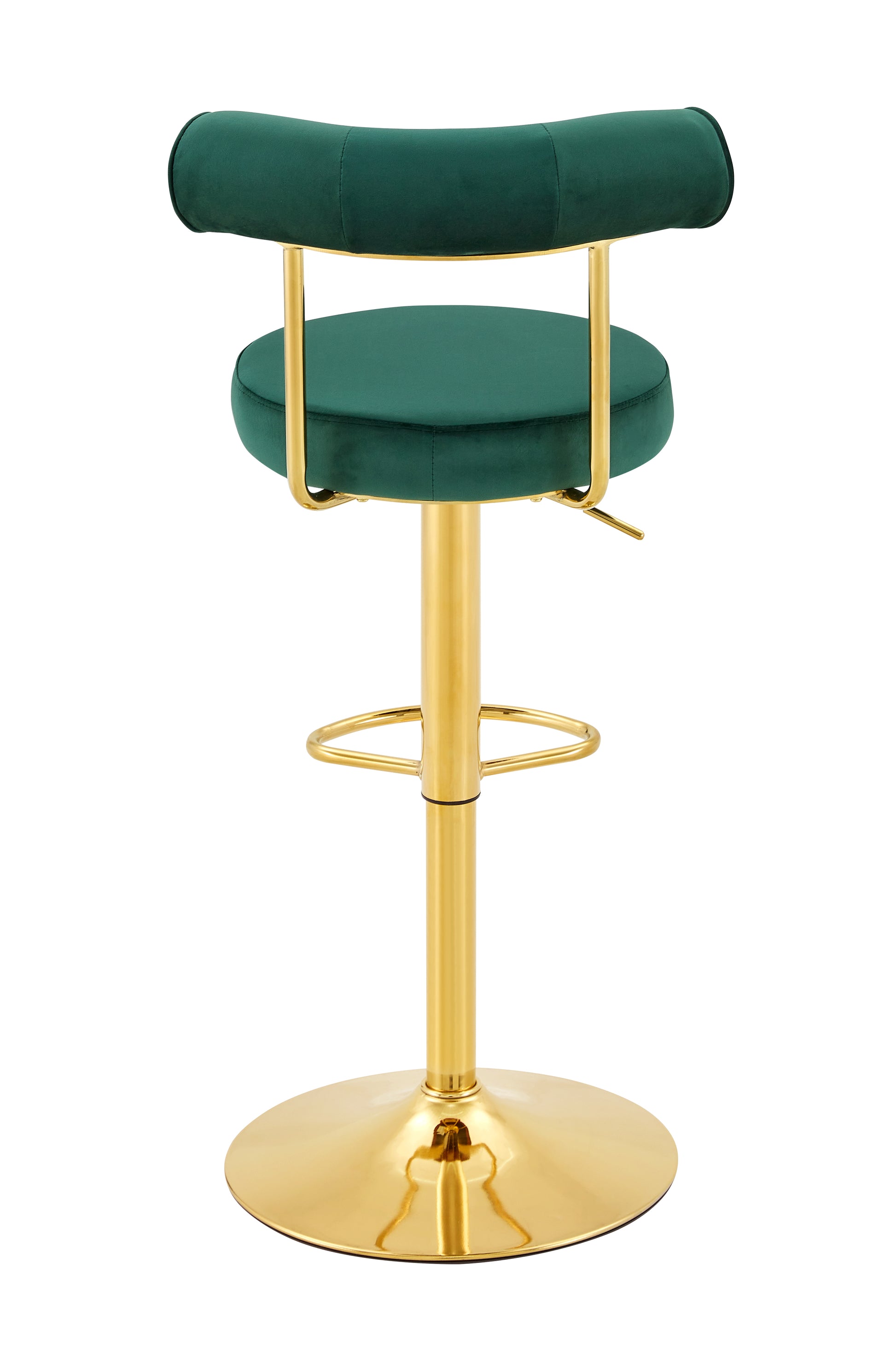 Soft Velvet Upholstered Swivel Adjustable Bar Chair with electroplated gold legs- Dining Room Living Room Bar Cafe Reception Desk Bar Stool(Dark Green, Set of 2) image 12