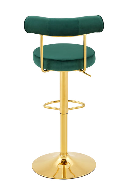 Soft Velvet Upholstered Swivel Adjustable Bar Chair with electroplated gold legs- Dining Room Living Room Bar Cafe Reception Desk Bar Stool(Dark Green, Set of 2) image 12