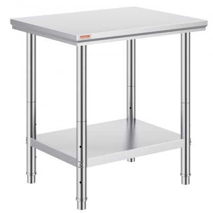 VEVOR Stainless Steel Work Table, Commercial Prep Table with 24 x 30 x 31 in