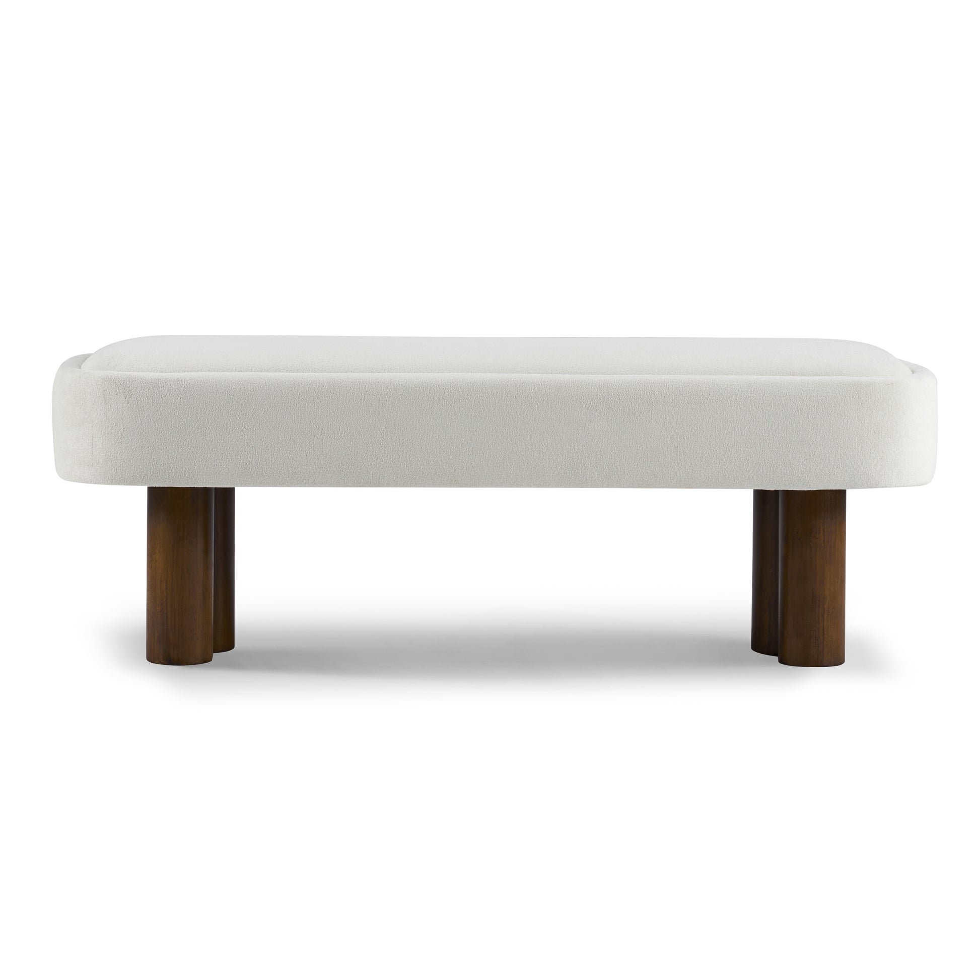Indoor Beige Fabric Dining Bench with Walnut Color Legs, 51.57'L Upholstered Seating for Kitchen, Dining Room and Living Space,250lbs Capacity image 4