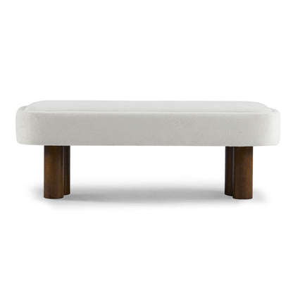 Indoor Beige Fabric Dining Bench with Walnut Color Legs, 51.57'L Upholstered Seating for Kitchen, Dining Room and Living Space,250lbs Capacity image 4