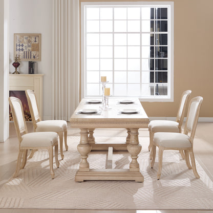 French Country Dining Chairs Set of 2, Upholstered Chairs with Fan-shaped Back, Wire drawing and carving techniques,Disassemblable, for Living Room, Kitchen, Restaurant Use, Beige image 11