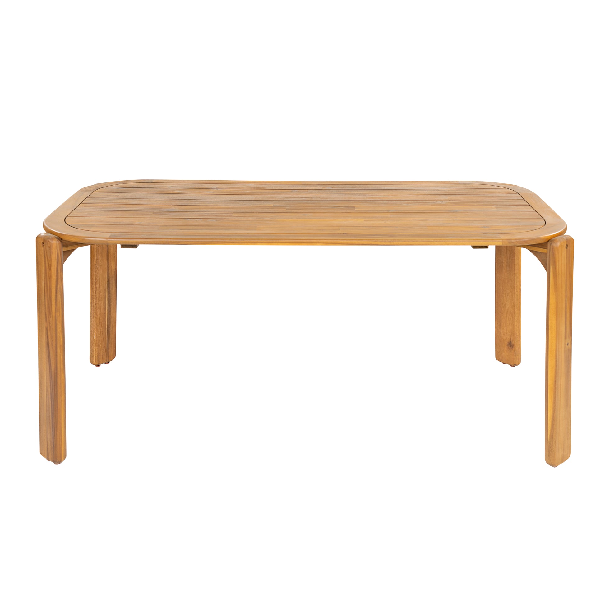 Kaja Outdoor Acacia Wood Dining Table, Teak Finish with Slat Design image 2