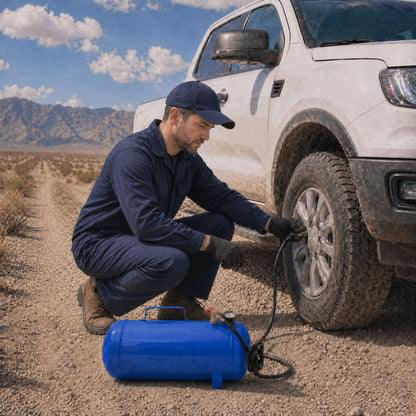 Portable 11 Gallon Air Tank, Lightweight Durable Air Compressor Tank with Pressure Gauge, Safety Valve and 47 Inch Hose for Easy Tool Connection,Blue Colo image 7