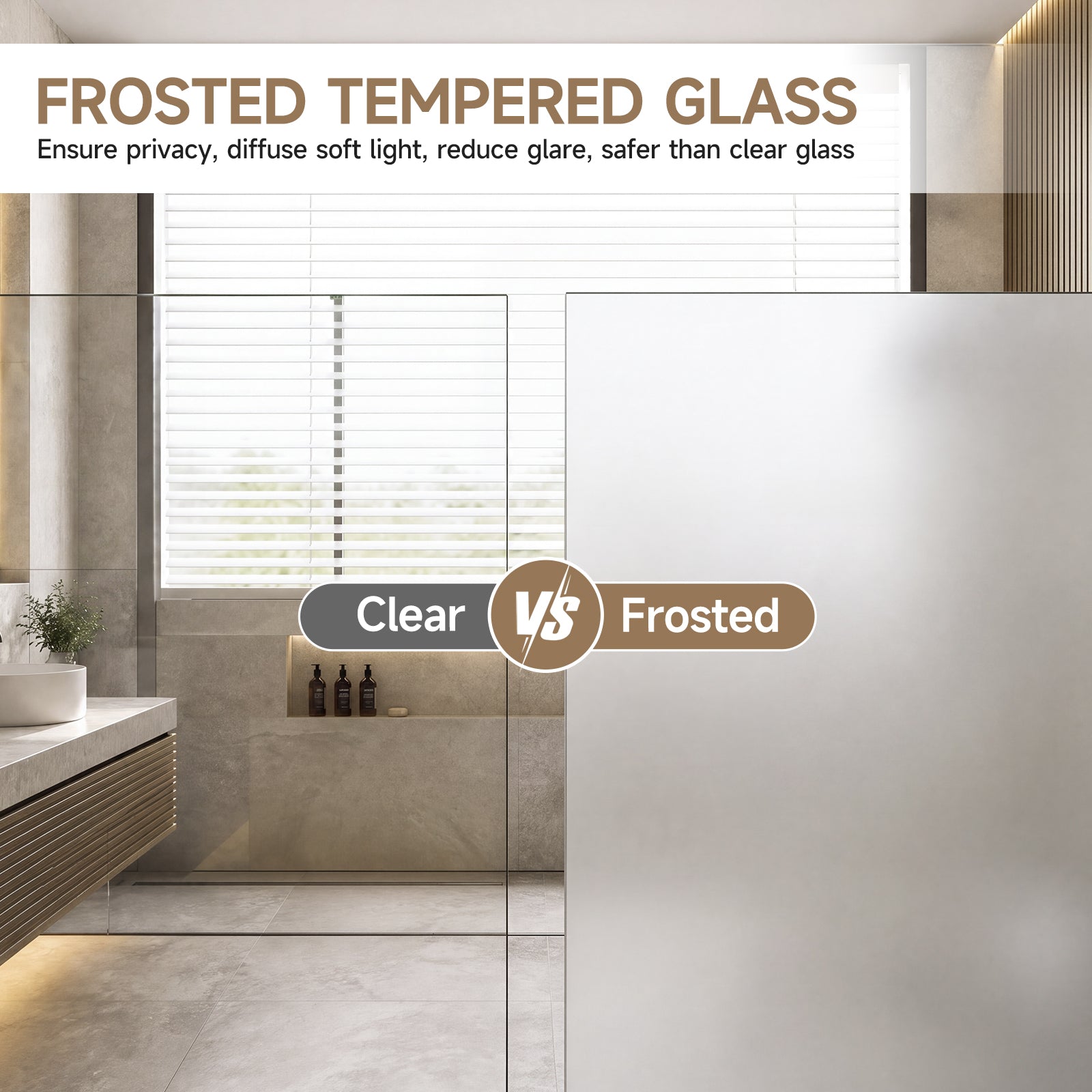 36"D X 36"W X 72"H Neo-Angle Shower Door, Corner Shower Door, 1/4" Tempered Glass With Frosted Ultra-Clear Nano-Coated, Black Stainless Steel Frame image 5
