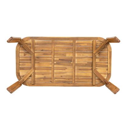 Kaja Outdoor Acacia Wood Dining Table, Teak Finish with Slat Design image 6