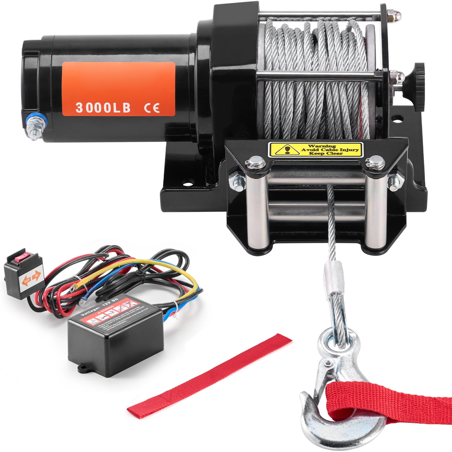 Electric Winch ATV UTV 3000 lb Steel Cable IP55 Waterproof Wired Control image 1