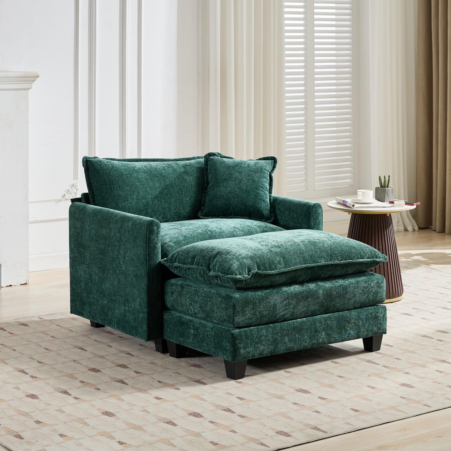 Cloud Sofa one Seat (Armrests are not included), Modern Sectional Couch, for Living Room Bedroom and Apartment, Comfy Double Layer Upholstered Seat Cushion, Breathable Chenille Fabric, Green image 7