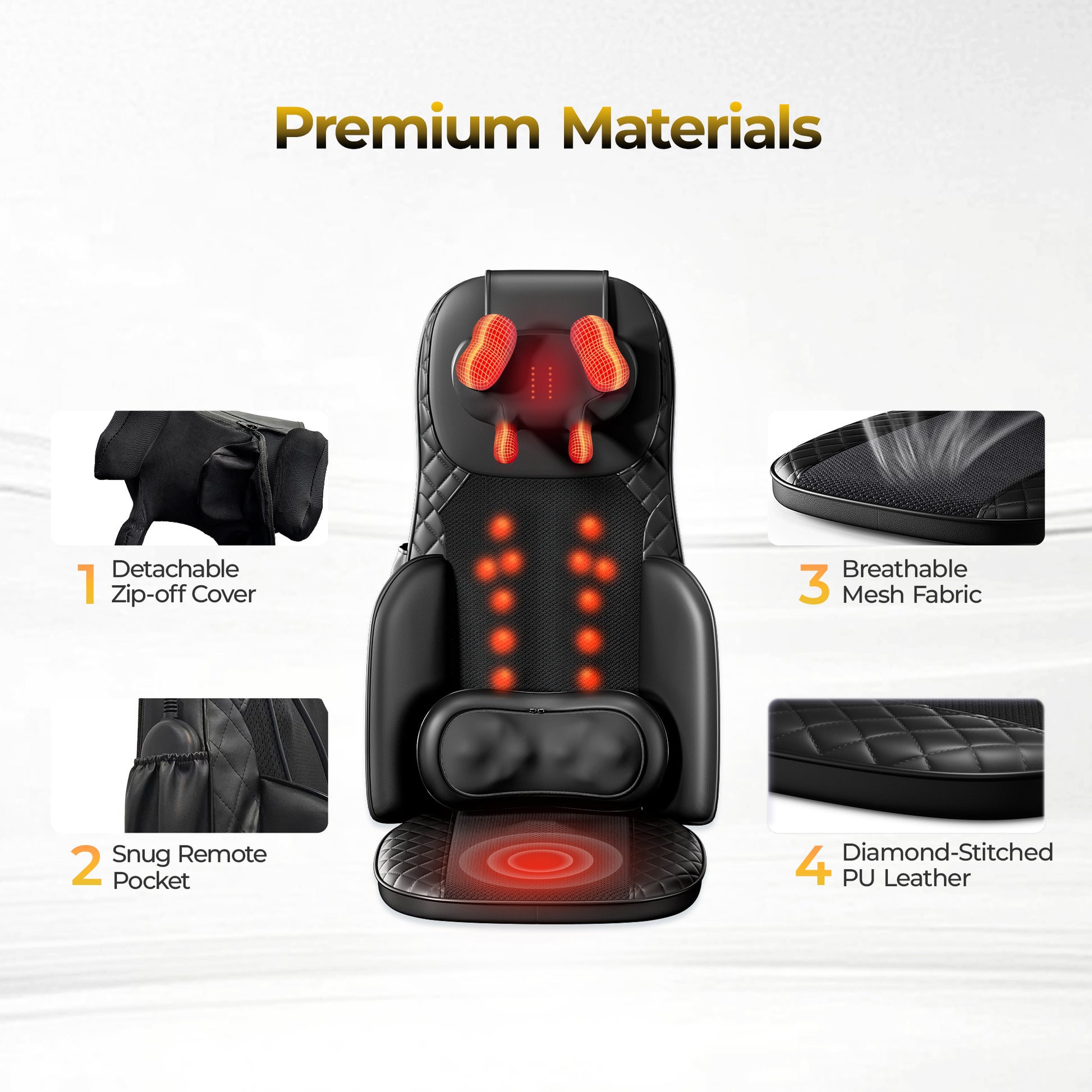 Massage Chair Pad, 3-in-1 Shiatsu Neck and Back Massager Cushion with Heat, Adjustable Height & Intensity, Full Body Massage Pad for Recliner and Sofa, Fathers Day Dad Gifts image 7