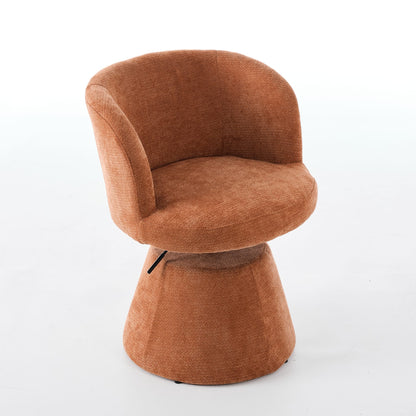 Adjustable Height 360° Swivel Bar Stool, Modern Chenille Upholstered Round Dining Chair, Ergonomic Accent Vanity Chair for Bedroom,Kitchen Island & Pub, Single Pack, Terracotta & Orange color,SW1878OG image 4