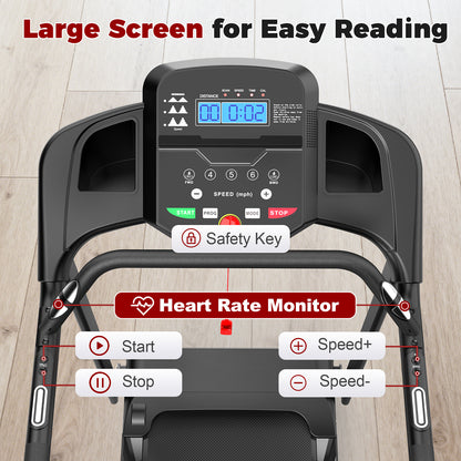 Walking Pad Treadmill for Senior, Foldable Exercise Treadmill with Stable and Safe Structural Design, Large LED Display for Elderly, Long Handrail for Balance, 300 Lbs Capacity image 5