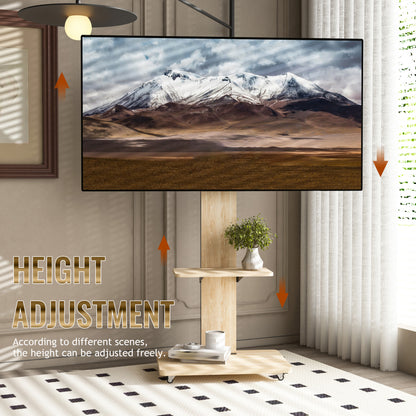 TV Stand with Shelf for Living Room, Bedroom,Offices,Mobile TV Cart for 32-75 inches,Floor Stand with Mount on Lockable Wheels,Natural image 3