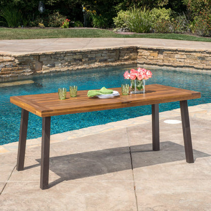 Outdoor Dining Set – Premium Acacia Wood Della Table & Wicker Chairs with Cream Cushion for Comfortable Dining Experience,Suitable for large gatherings(1 Table + 6 Chairs) image 6