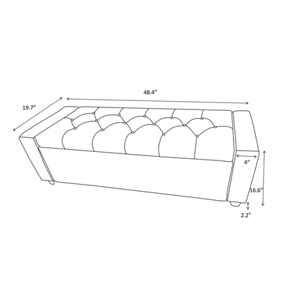 48" Storage Bedroom Bench for End of Bed, Faux Linen Upholstered Storage Ottoman with Arms for Bedroom,Living Room, Entryway, Beige image 9