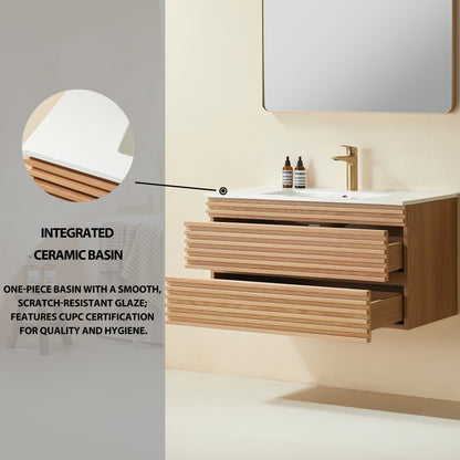 Pre-Assembled 36" Wall Mounted & Floating Single Vanity Cabinet with Ceramic Top (Old SKU W1826P308971) image 9