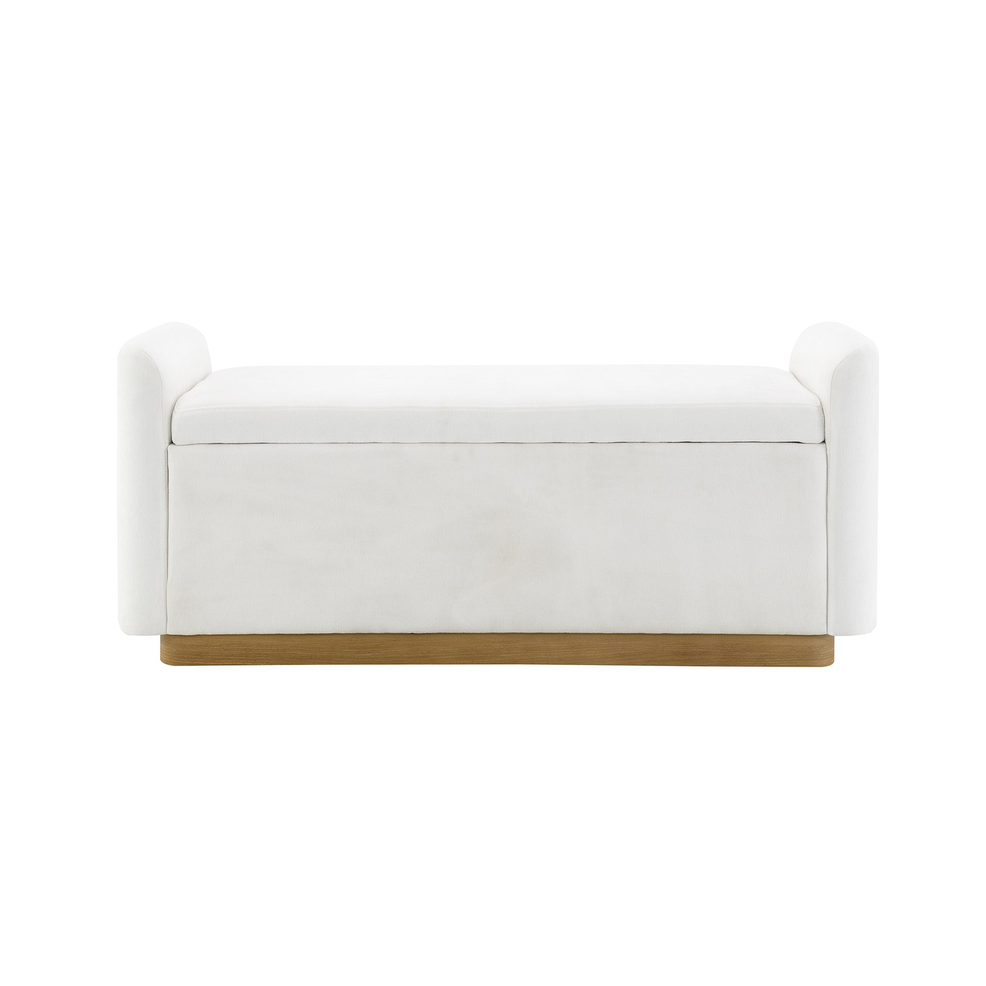 49" Bench with Storage, Storage Ottoman Bench with Safety Hinge, Gold Metal Base with wood frame, Upholstered Entryway Bench for Bedroom, Living Room, Hold up to 350 lb, Beige image 4