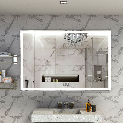 60x40 inch oversized LED bathroom mirror with aluminum frame - front view