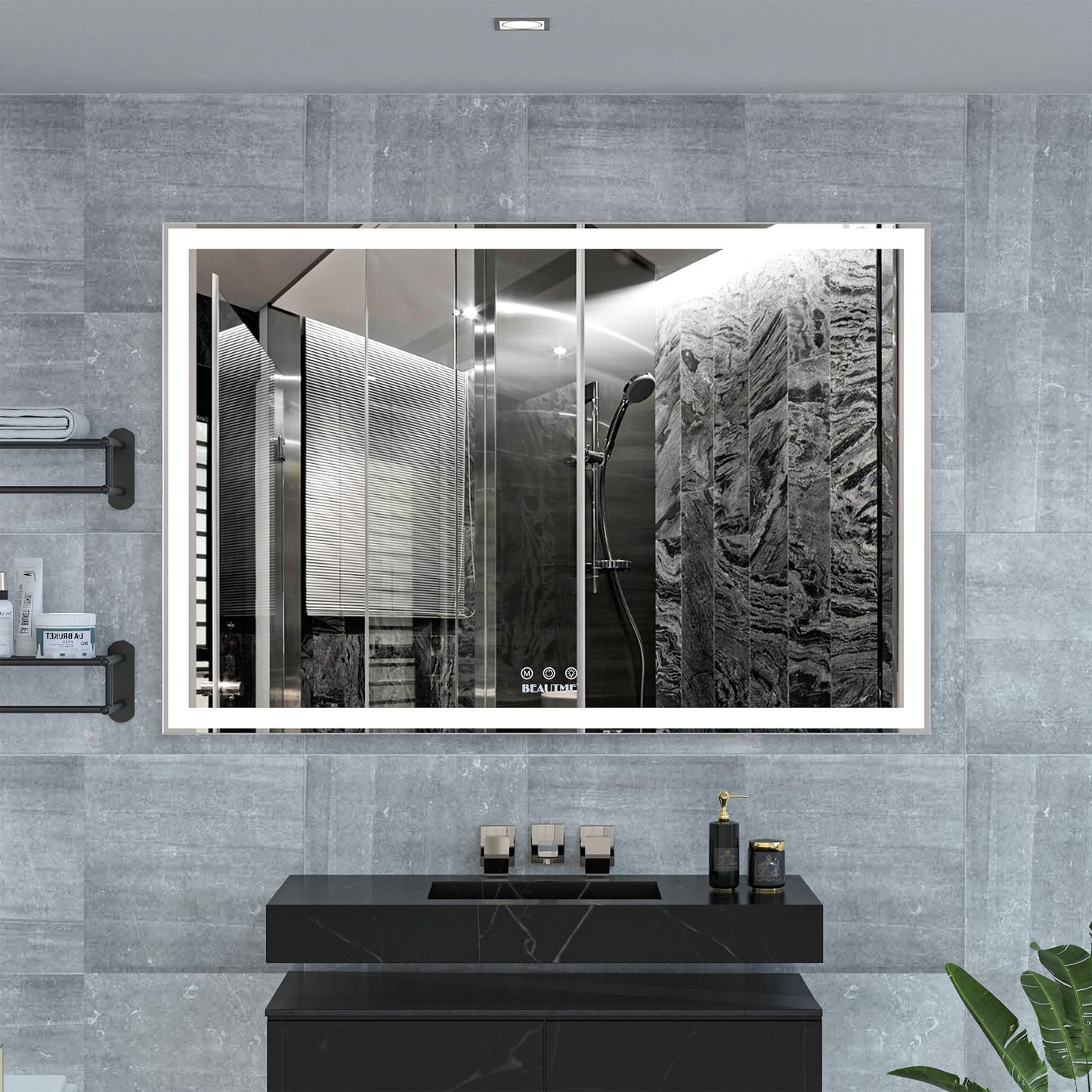 60x40 inch mirror with aluminum frame - side angle