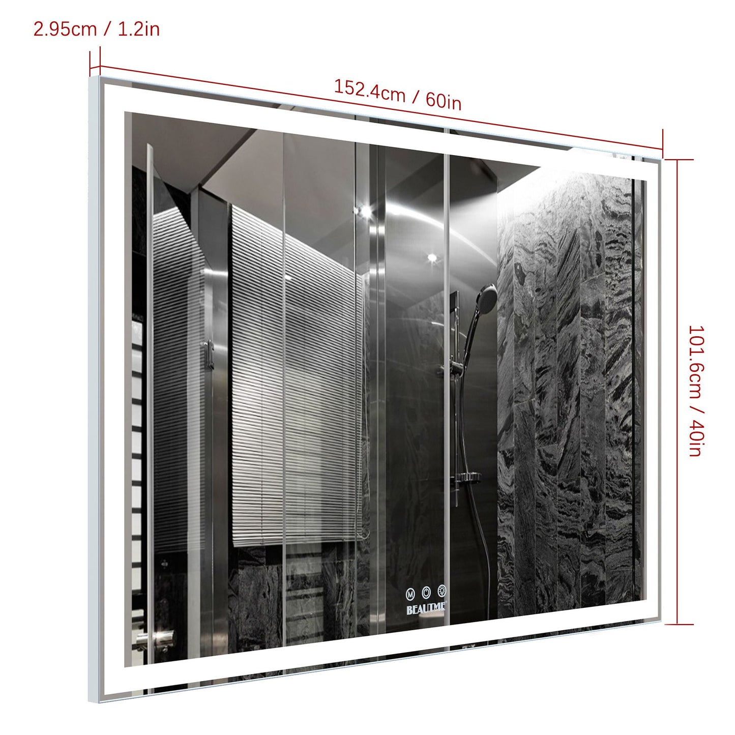 60x40 inch Oversized LED Bathroom Mirror Wall Mounted Mirror with 3 Color Modes Aluminum Frame Large Wall Mirror for Bat image 13