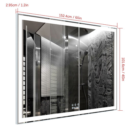 60x40 inch Oversized LED Bathroom Mirror Wall Mounted Mirror with 3 Color Modes Aluminum Frame Large Wall Mirror for Bat image 13