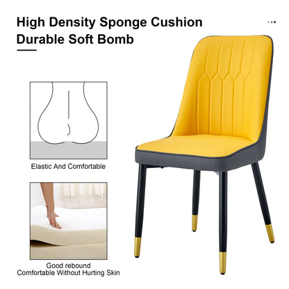 Orange yellow and dark gray stitching style, equipped with artificial leather cushioned seats, suitable for kitchen, living room, and dining room, 2-piece set (orange yellow and dark gray+PU) C-007 image 7