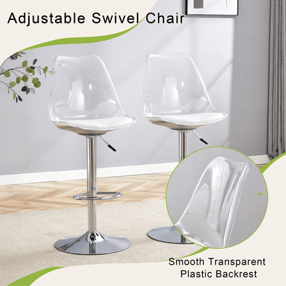 Modern minimalist bar chairs and bar stools. Can rotate 360 ° and adjust lifting. PET backrest and White PU seats. Suitable for bars, restaurants, and front desk cashiers.Set of 2. image 7
