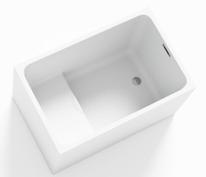 47" Acrylic Freestanding Bathtub with seat: Spacious rectangle Shape, Gloss White Finish, Chrome Overflow & Pop-Up Drain CUPC Certificate image 12