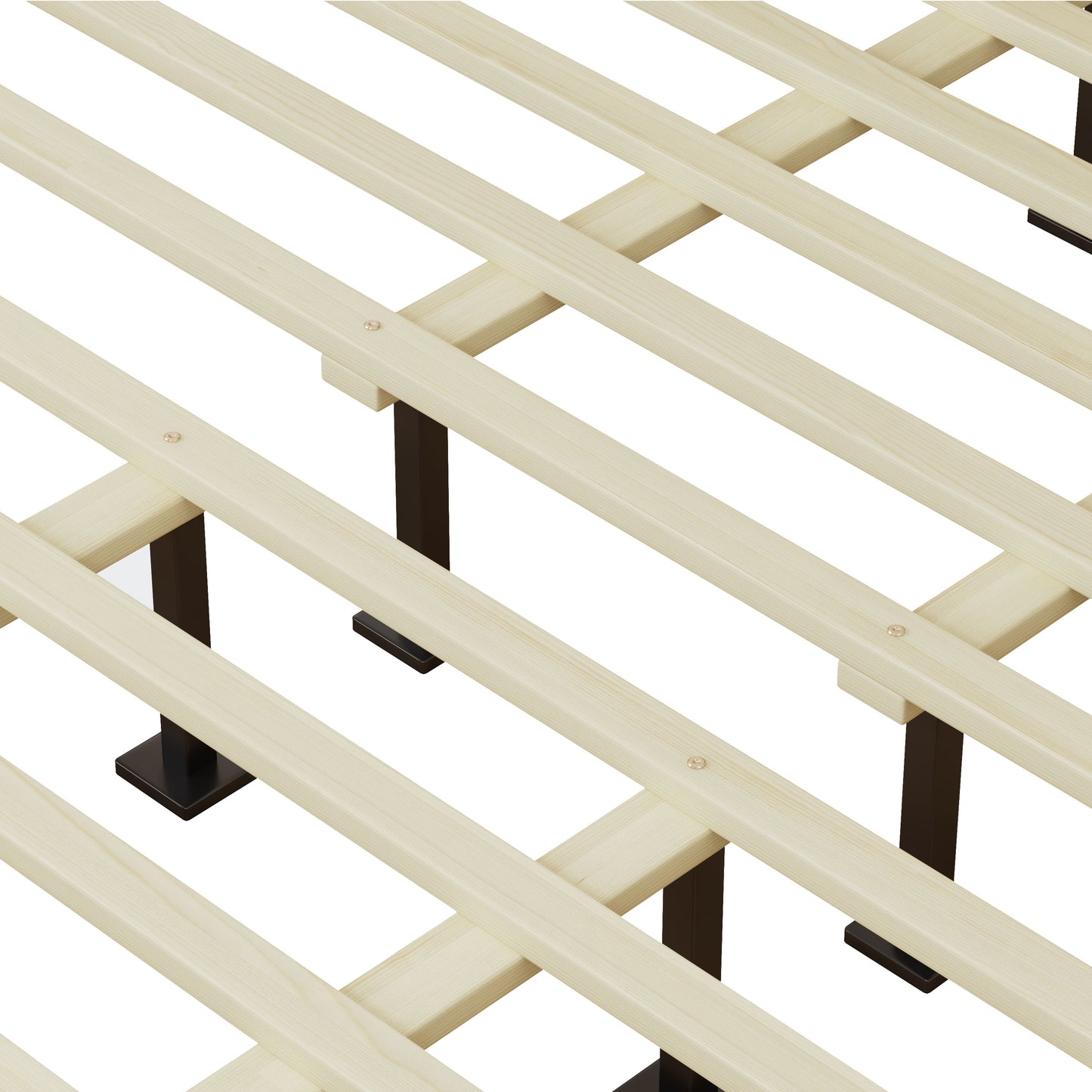 Solid Wood Platform California King Bed With Rattan image 9