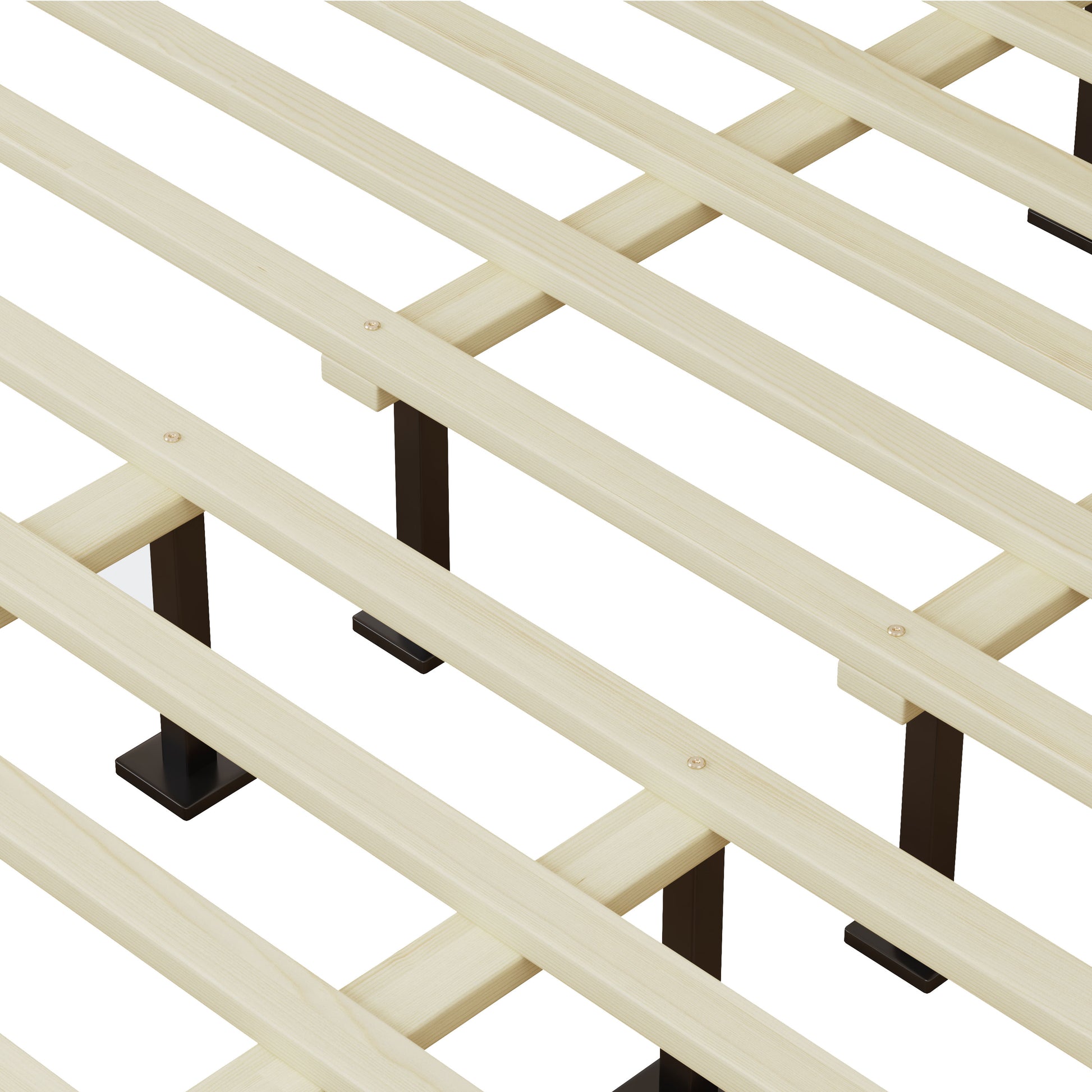 Solid Wood Platform California King Bed With Rattan image 9