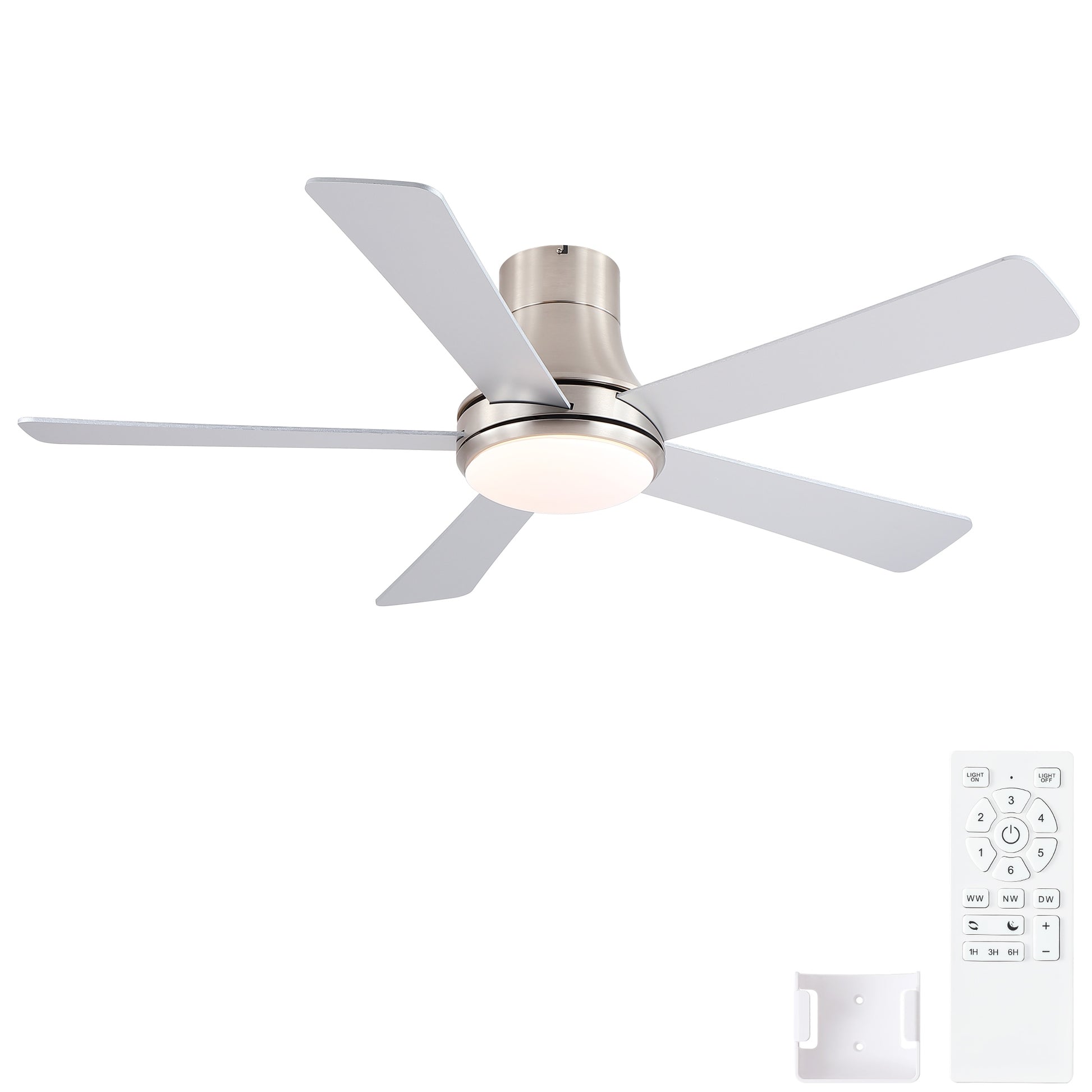 52 in. Farmhouse Brushed Nickel Integrated LED Smart Ceiling Fan with DC Remote Control for Bedroom, Living Room image 5